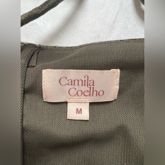 Camila Coelho Nolan Velour Jumpsuit Olive Green size M Cut out Sleeveless - Picture 8 of 9